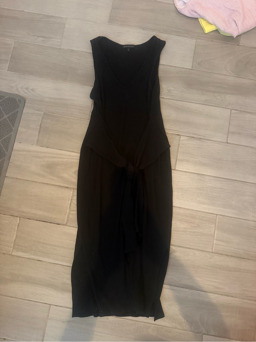 Sleeveless Black Tie-Front Maxi Dress